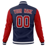 Custom Navy & Red Solid Color Varsity Jacket JA01240607CK312