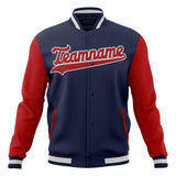 Custom Navy & Red Solid Color Varsity Jacket JA01240607CK312