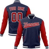 Custom Navy & Red Solid Color Varsity Jacket JA01240607CK312