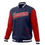 Custom Navy & Red Solid Color Varsity Jacket JA01240607CK312