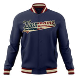 Custom Navy & Cream Vintage Usa Flag Varsity Jacket JA01240607CK313