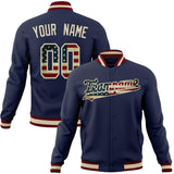 Custom Navy & Cream Vintage Usa Flag Varsity Jacket JA01240607CK313