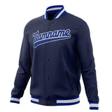 Custom Navy & Royal Solid Color Varsity Jacket JA01240607CK314