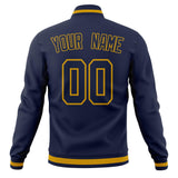 Custom Navy & Gold Solid Color Varsity Jacket JA01240607CK315