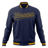 Custom Navy & Gold Solid Color Varsity Jacket JA01240607CK315