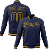 Custom Navy & Gold Solid Color Varsity Jacket