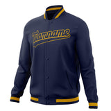 Custom Navy & Gold Solid Color Varsity Jacket JA01240607CK315