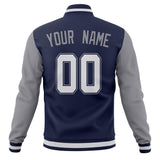 Custom Navy & Gray Solid Color Varsity Jacket JA01240607CK316