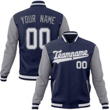 Custom Navy & Gray Solid Color Varsity Jacket JA01240607CK316