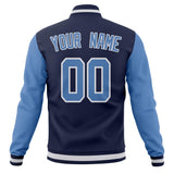 Custom Navy & Light-Blue Solid Color Varsity Jacket JA01240607CK317