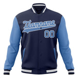 Custom Navy & Light-Blue Solid Color Varsity Jacket JA01240607CK317