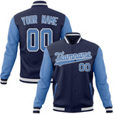 Custom Navy & Light-Blue Solid Color Varsity Jacket