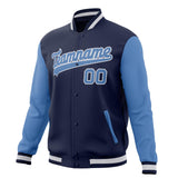 Custom Navy & Light-Blue Solid Color Varsity Jacket JA01240607CK317