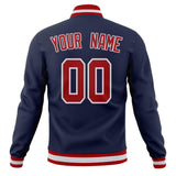 Custom Navy & Red Solid Color Varsity Jacket JA01240607CK318