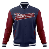 Custom Navy & Crimson Solid Color Varsity Jacket JA01240607CK320