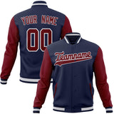 Custom Navy & Crimson Solid Color Varsity Jacket