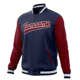 Custom Navy & Crimson Solid Color Varsity Jacket JA01240607CK320