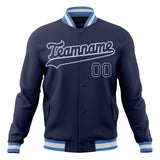 Custom Navy & White Solid Color Varsity Jacket JA01240607CK321