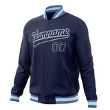 Custom Navy & White Solid Color Varsity Jacket JA01240607CK321