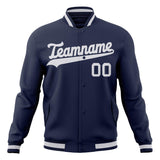 Custom Navy & White Solid Color Varsity Jacket JA01240607CK322