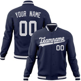 Custom Navy & White Solid Color Varsity Jacket JA01240607CK322