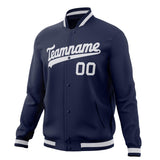 Custom Navy & White Solid Color Varsity Jacket JA01240607CK322