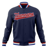 Custom Navy & Red Solid Color Varsity Jacket JA01240607CK323