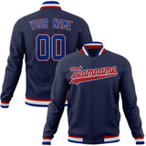 Custom Navy & Red Solid Color Varsity Jacket