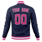 Custom Navy & Pink Solid Color Varsity Jacket JA01240607CK324