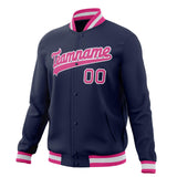 Custom Navy & Pink Solid Color Varsity Jacket JA01240607CK324