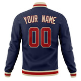 Custom Navy & Red Solid Color Varsity Jacket JA01240607CK325