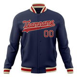 Custom Navy & Red Solid Color Varsity Jacket JA01240607CK325