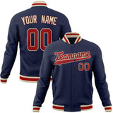 Custom Navy & Red Solid Color Varsity Jacket