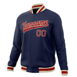 Custom Navy & Red Solid Color Varsity Jacket JA01240607CK325