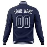 Custom Navy & White Solid Color Varsity Jacket JA01240607CK326