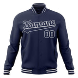 Custom Navy & White Solid Color Varsity Jacket JA01240607CK326