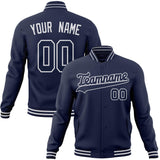 Custom Navy & White Solid Color Varsity Jacket