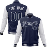 Custom Navy & White Solid Color Varsity Jacket