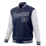 Custom Navy & White Solid Color Varsity Jacket JA01240607CK327