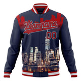 Custom Navy & Red 3D Boston Massachusetts City Edition Varsity Jacket JA01240607CK329