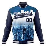 Custom Navy & Navy 3D New York City Varsity Jacket JA01240607CK331