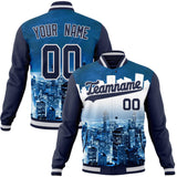 Custom Navy & Navy 3D New York City Varsity Jacket JA01240607CK331