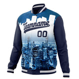 Custom Navy & Navy 3D New York City Varsity Jacket JA01240607CK331