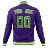 Custom Purple & Neon-Green Solid Color Varsity Jacket JA01240607CK442