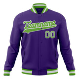 Custom Purple & Neon-Green Solid Color Varsity Jacket JA01240607CK442