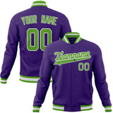 Custom Purple & Neon-Green Solid Color Varsity Jacket