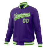 Custom Purple & Neon-Green Solid Color Varsity Jacket JA01240607CK442