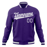 Custom Purple & White Solid Color Varsity Jacket JA01240607CK444