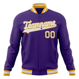 Custom Purple & White Solid Color Varsity Jacket JA01240607CK446