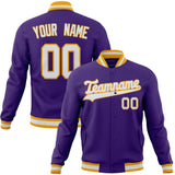 Custom Purple & White Solid Color Varsity Jacket JA01240607CK446